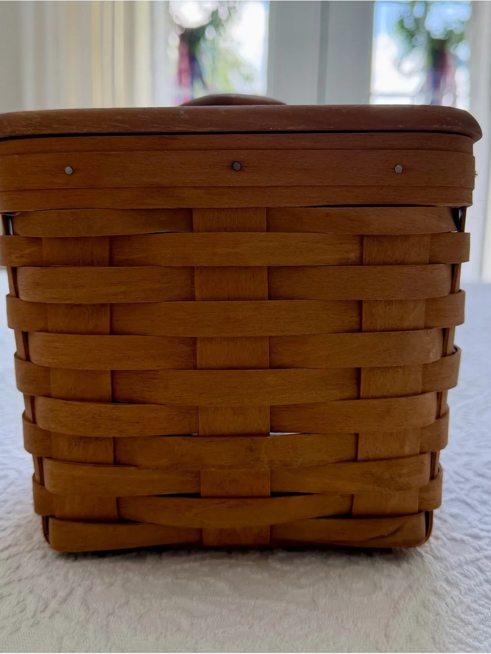 Gerald Henn Handwoven Wicker Storage Basket in Brown -with wood Lid Home Accents